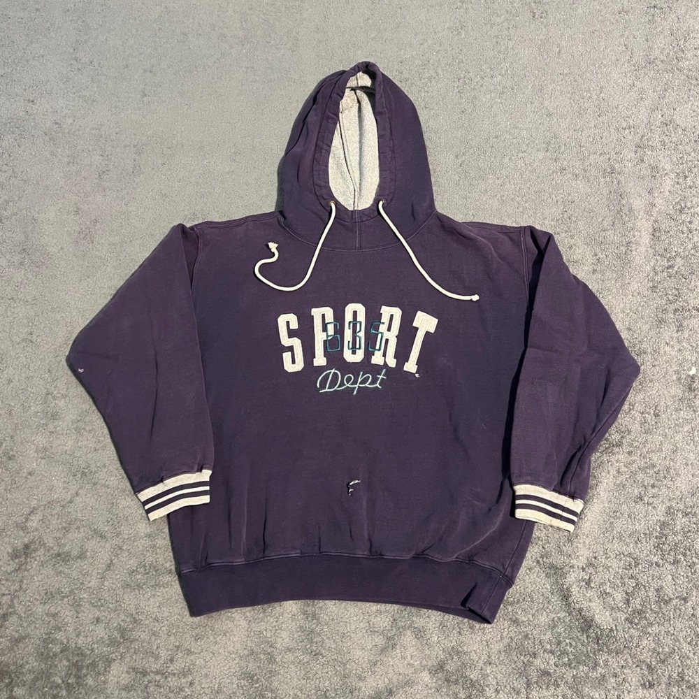 Vintage Gap Athletic Sport Dept Hoodie Faded Purple Distressed 90s Mens Small